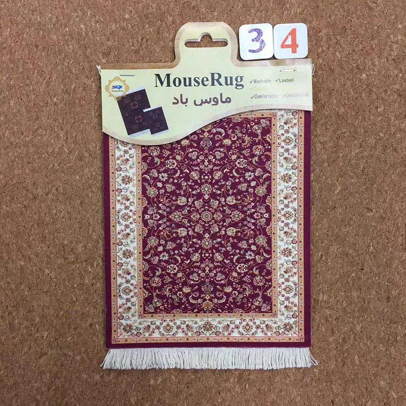 tapis souris non glissant ornements floraux rouge bleu beige dense traditionnel