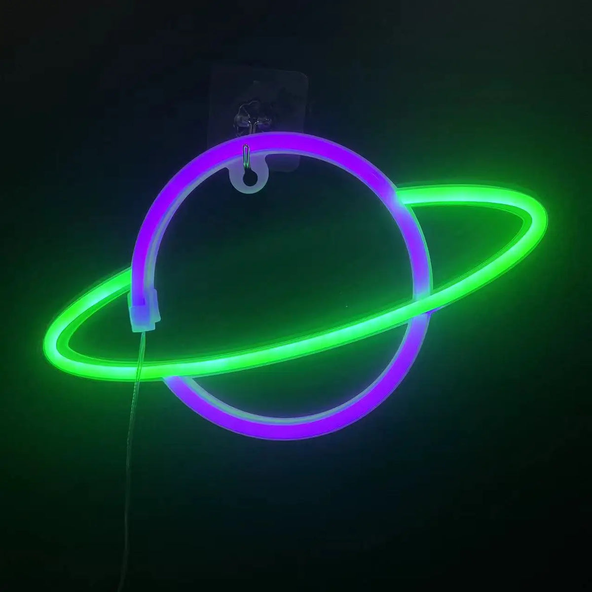 néon alien vert violet bleu rose planète saturne moderne lumineux fixations
