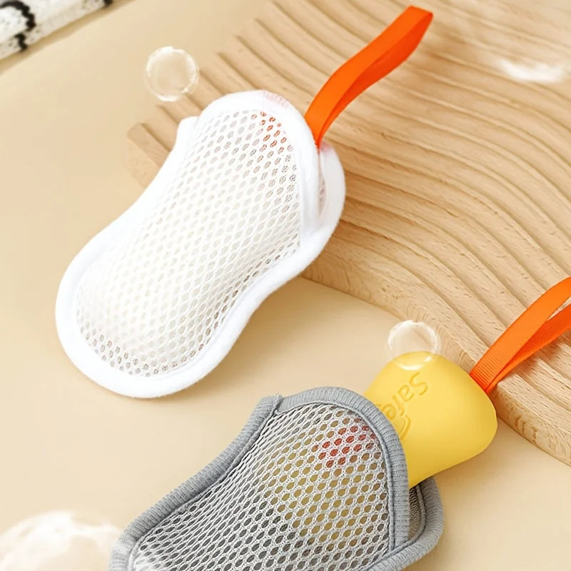 gant bain maille hexagonale ruban orange blanc gris moderne durable