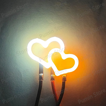 ampoule decorative lumiere neon coeurs bicolore rouge blanche moderne romantique