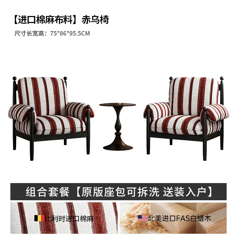 fauteuil classique marron rayures horizontales coussin sofa bois minimaliste moderne salon