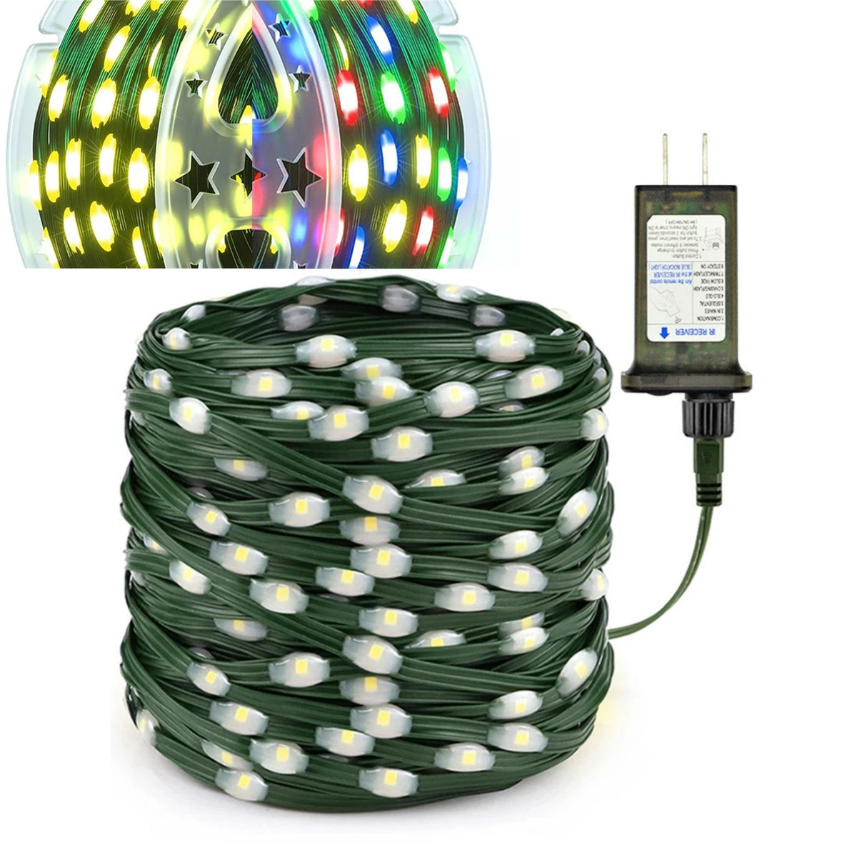 ruban led vert blanc étoiles dorées moderne 100m 800leds télécommande imperméable ip54