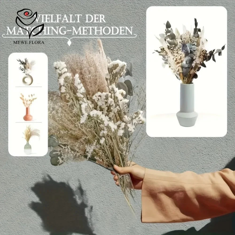 bouquet fleurs séchées naturelles décoration maison blanc beige vert rustic