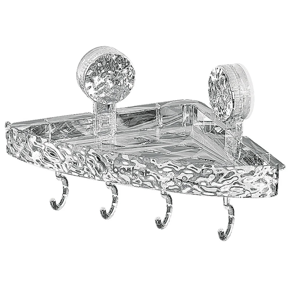 étagère salle bain adhésive transparente motif floral moderne crochets supports adhésifs
