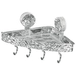 étagère salle bain adhésive transparente motif floral moderne crochets supports adhésifs