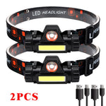 lampe frontale led noire geometrique moderne ceinture ajustable cable usb rechargeable camping running