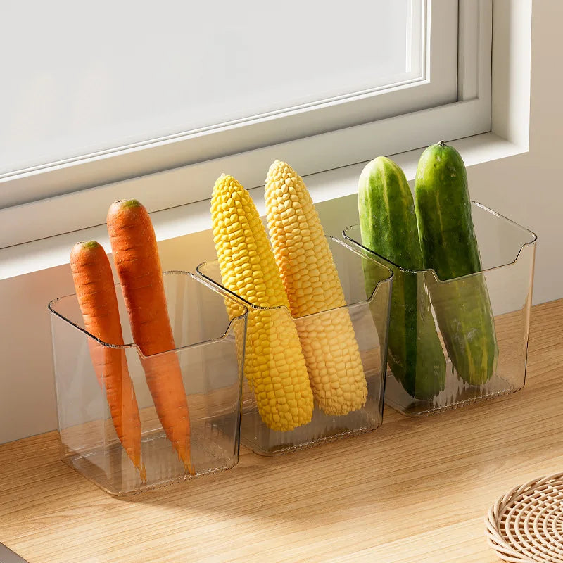 boîtes rangement fruits légumes transparentes modernes minimalistes ridées intérieurement praticité esthétique cuisine