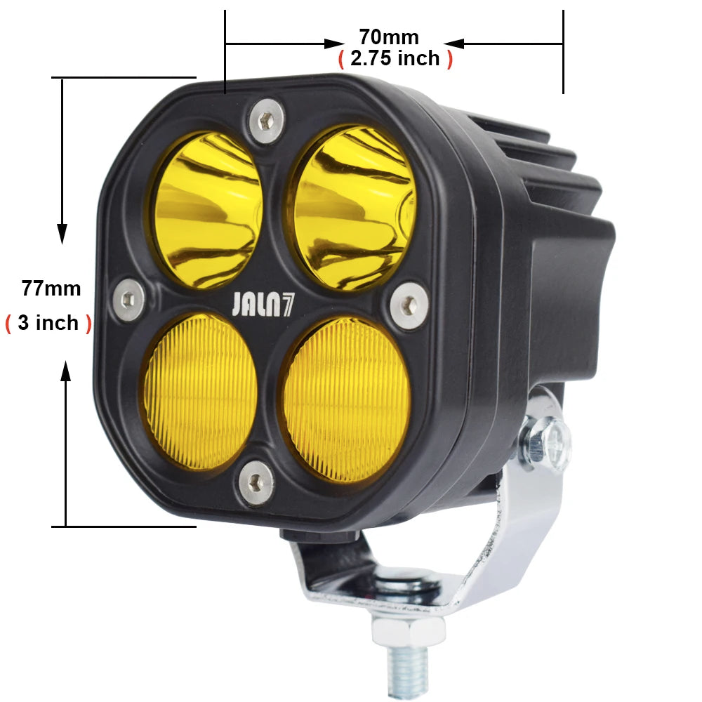 feux travail led jaune blanc noir moderne robuste 40w ip68 cable vis fixation