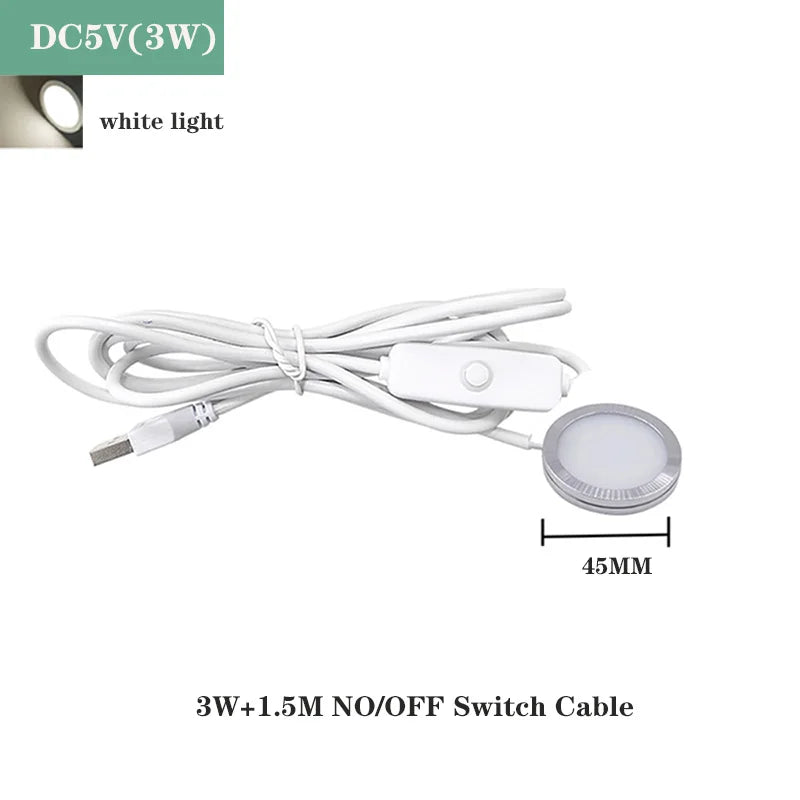 lampe led moderne 3w 10w usb dimmable blanc gris métallique rond lisse
