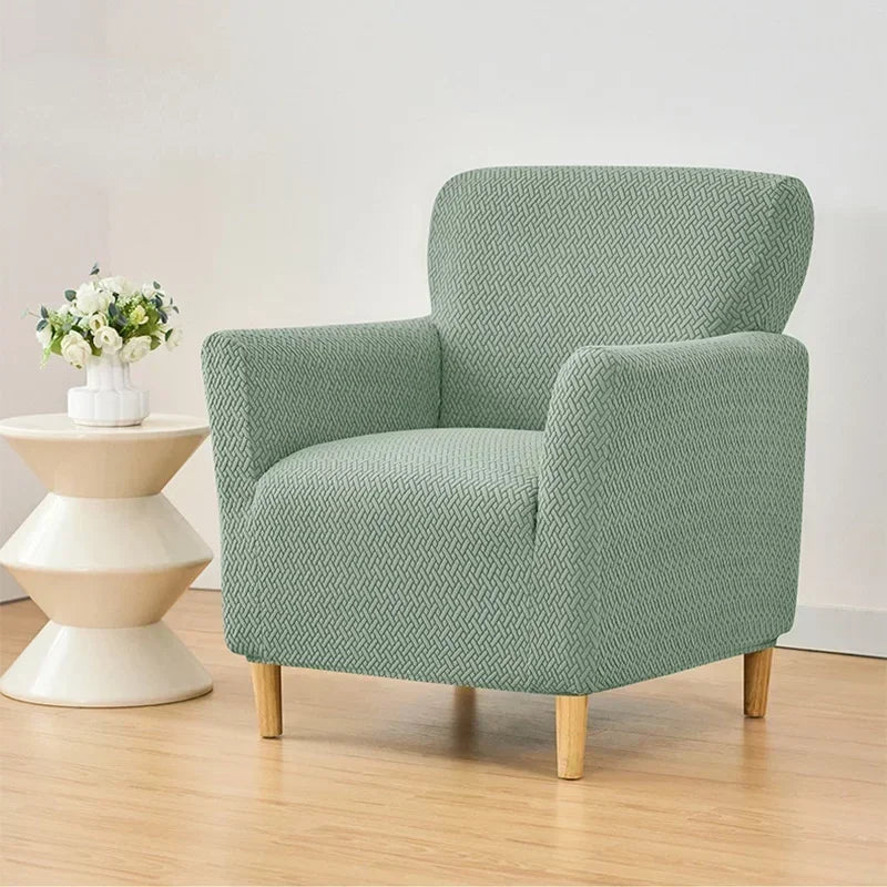housse fauteuil moderne herringbone gris vert marron polyestère jacquard machine 80cm 90cm restaurant