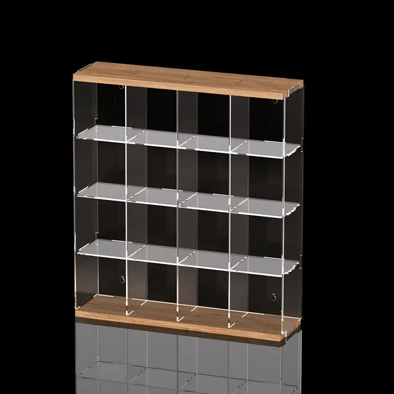 vitrine acrylique transparente bois figurines grilles réutilisable moderne minimaliste japonais collectionnement toys display box