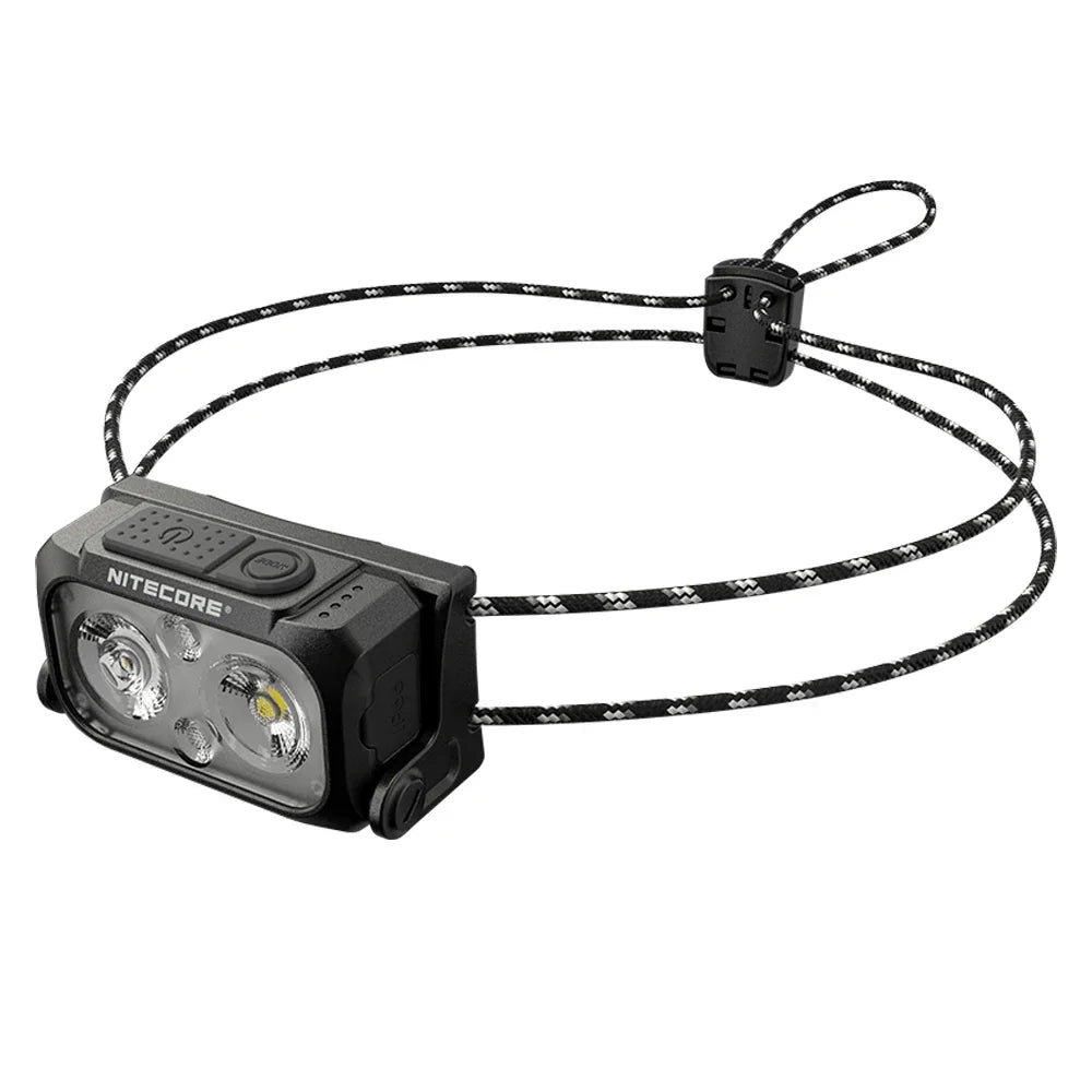 lampe frontale ultra légère led noir blanc jaune cordon ajustable trail running camping