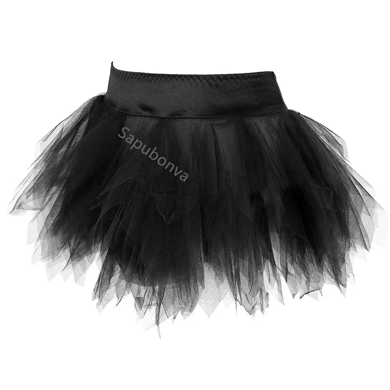jupe tutu courte tulle bouffante femme sexy taille élastique noire