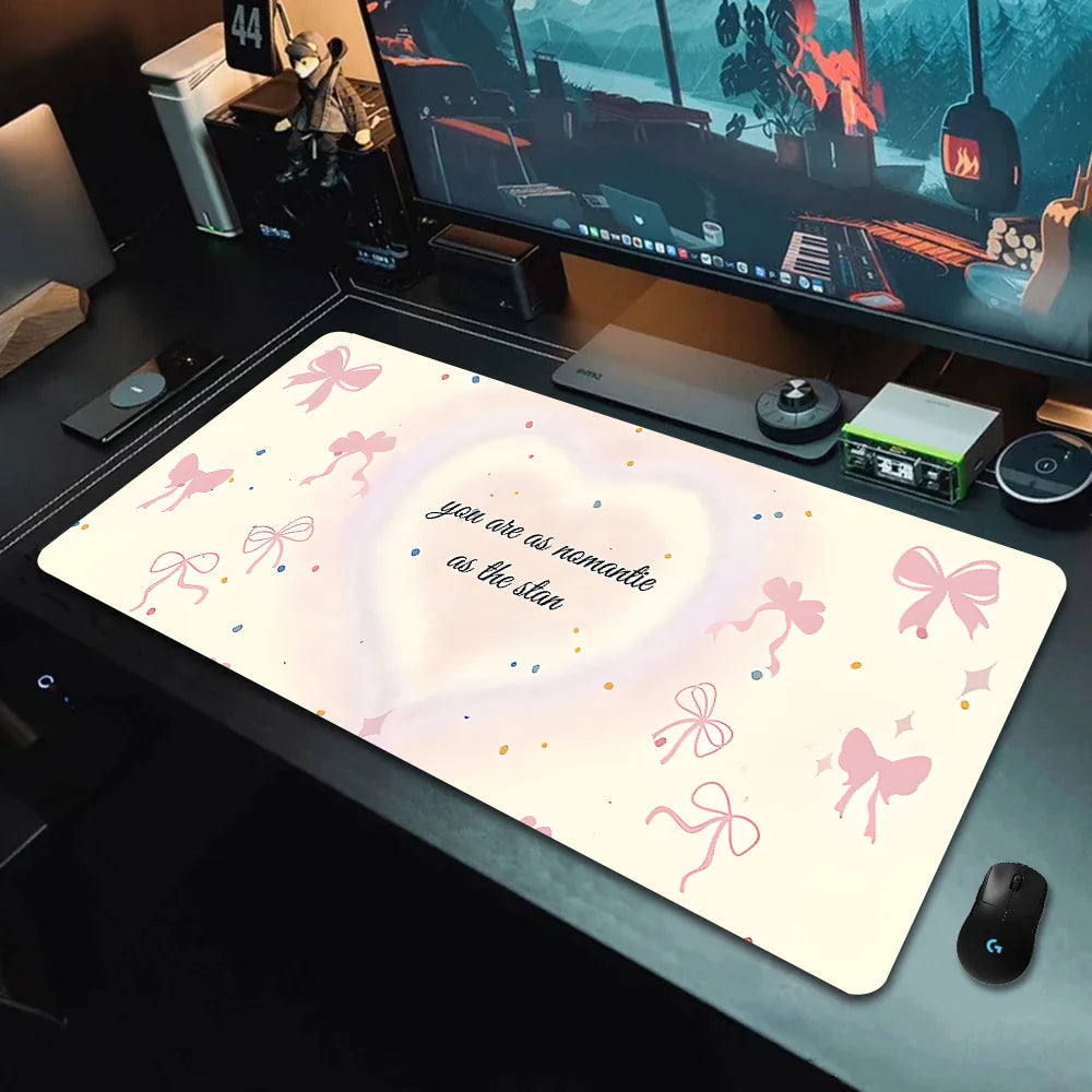 tapis souris waterproof moderne blanc rose bleu noir coeurs points