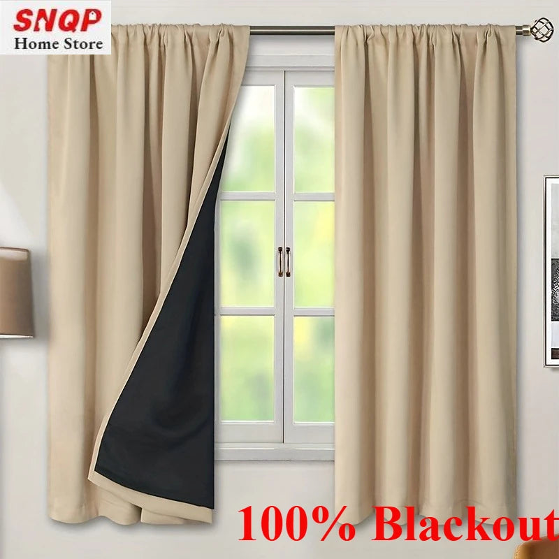 rideaux beige opaques modernes fenêtres isolation thermique anneaux métalliques chambre salon