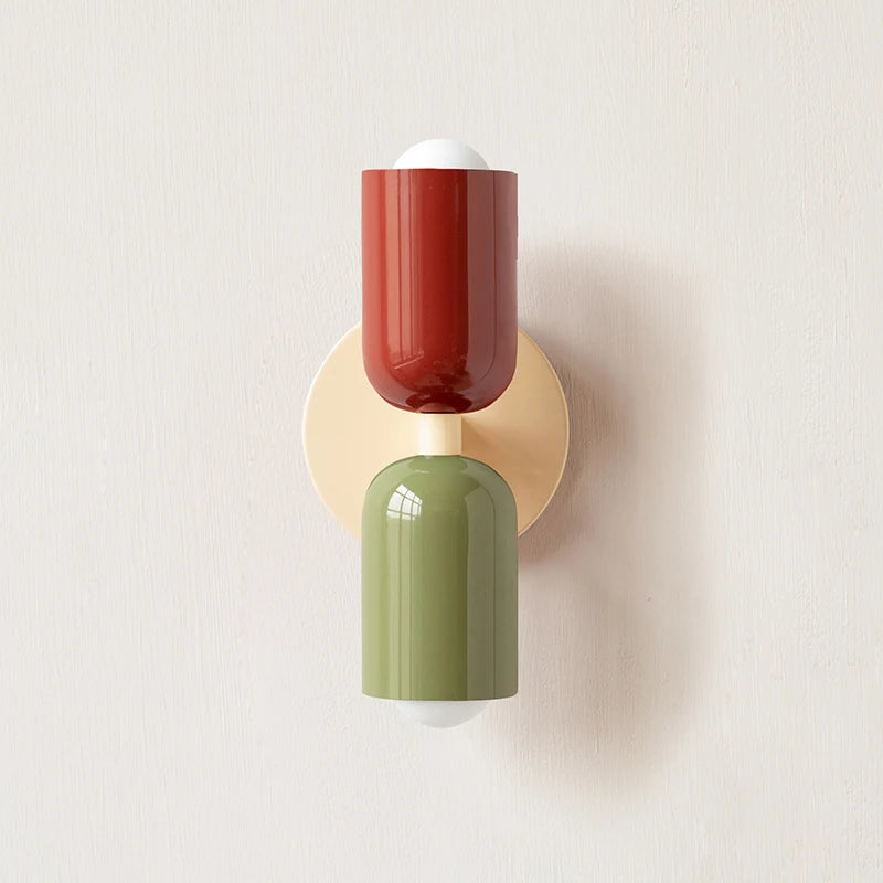 applique murale moderne métal vert olive rouge beige orange fixée mur led