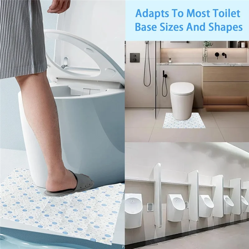 tapis toilette sol jetable adhésif double face moderne blanc bleu points 60cm 60cm entrainement
