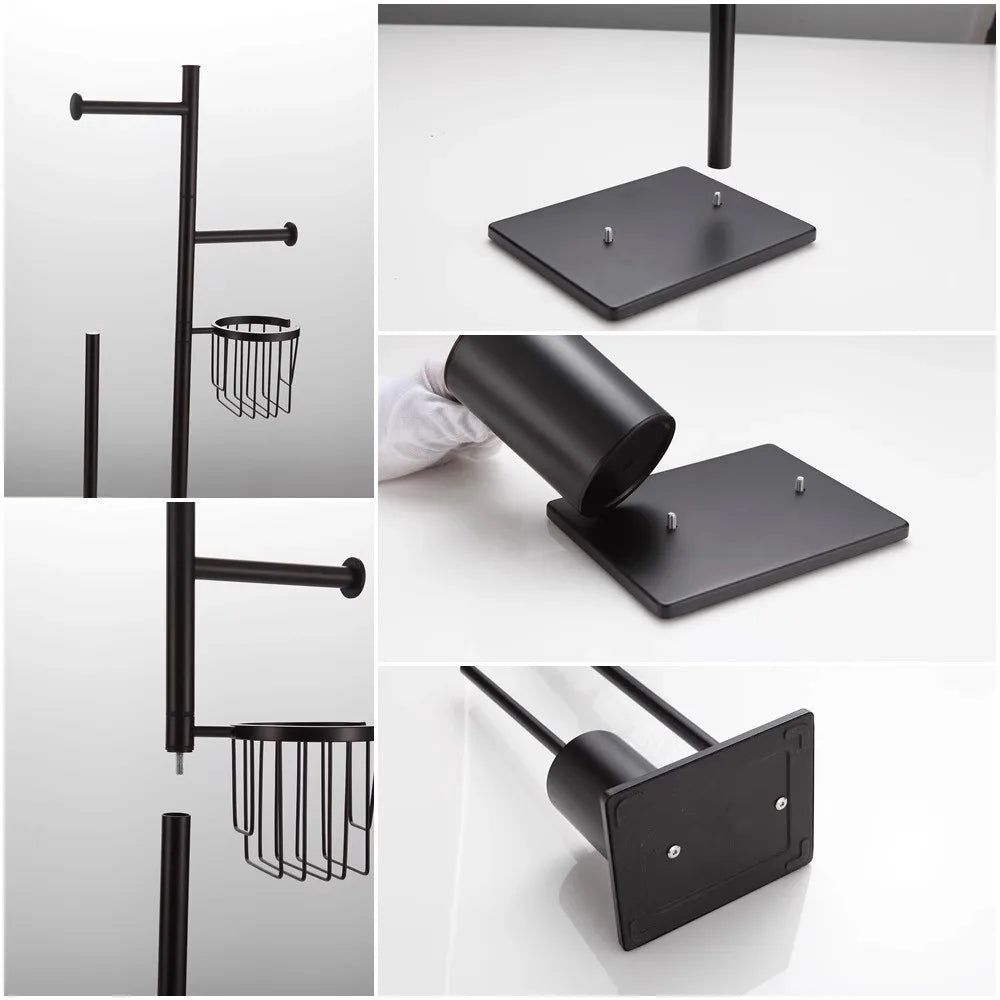 support papier toilette moderne brosse wc intégrée or argent noir