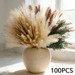 bouquet fleurs séchées eucalyptus roseau pampas beige blanc vert rustique décoration maison anniversaire mariage