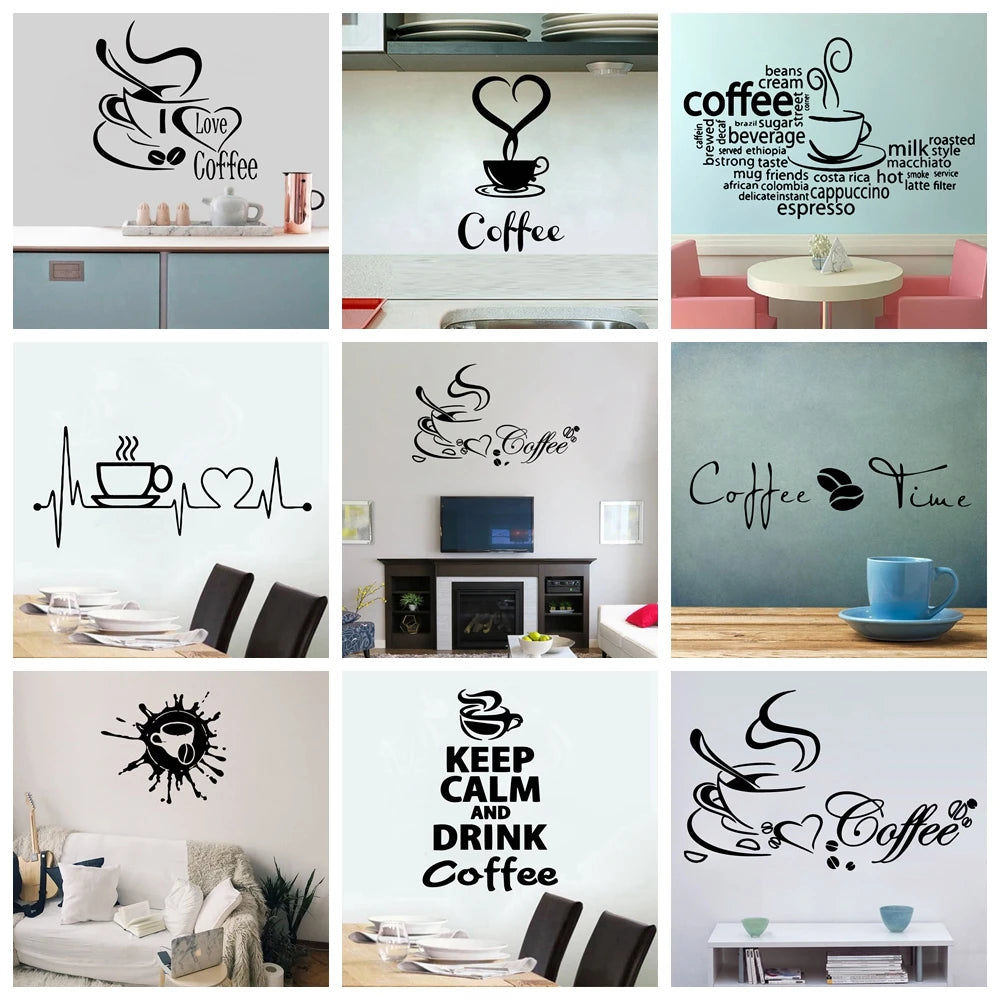 autocollants muraux tasses cœur moderne chambre enfants décoration mur waterproof removable