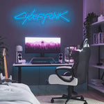néon lumineux cyberpunk game zone texte abstrait vert bleu jaune rose violet moderne