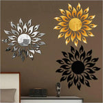 miroir mural moderne argent doré noir feuilles stylisées adhésif décoration maison abstrait set multiple