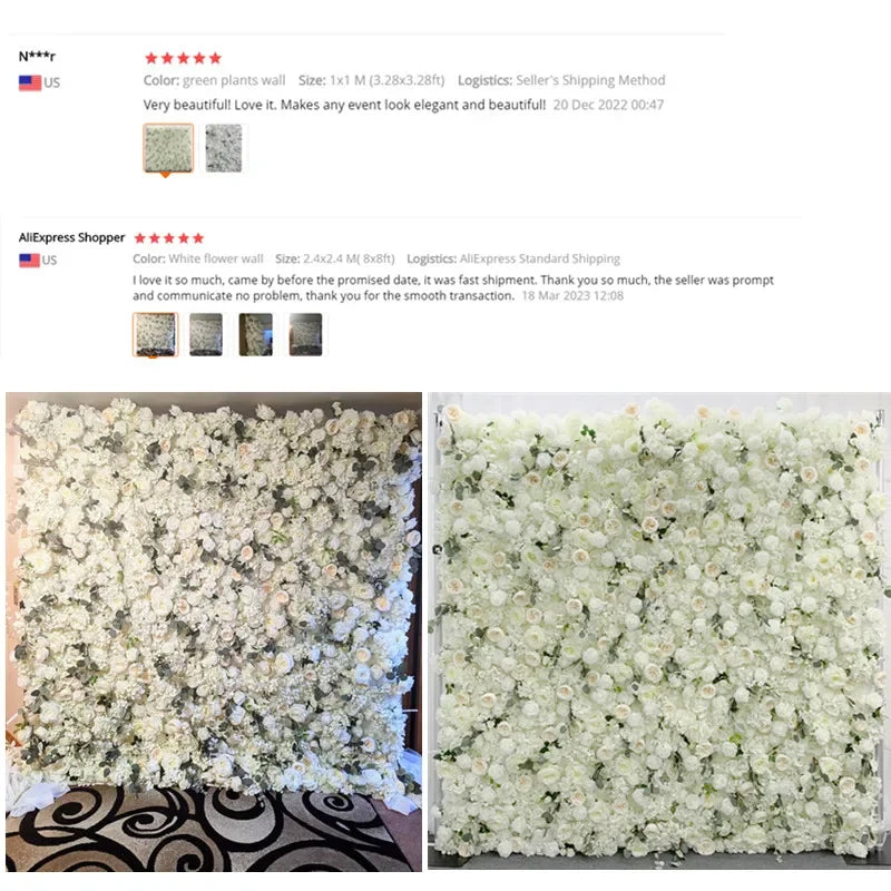décoration murale fleurs artificielles blanc vert extérieure intérieure événement mariage anniversaire
