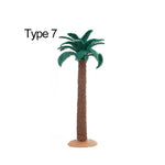 plantes artificielles réalistes feuilles larges troncs texturés base terreuse opacité vert brun jardin miniature