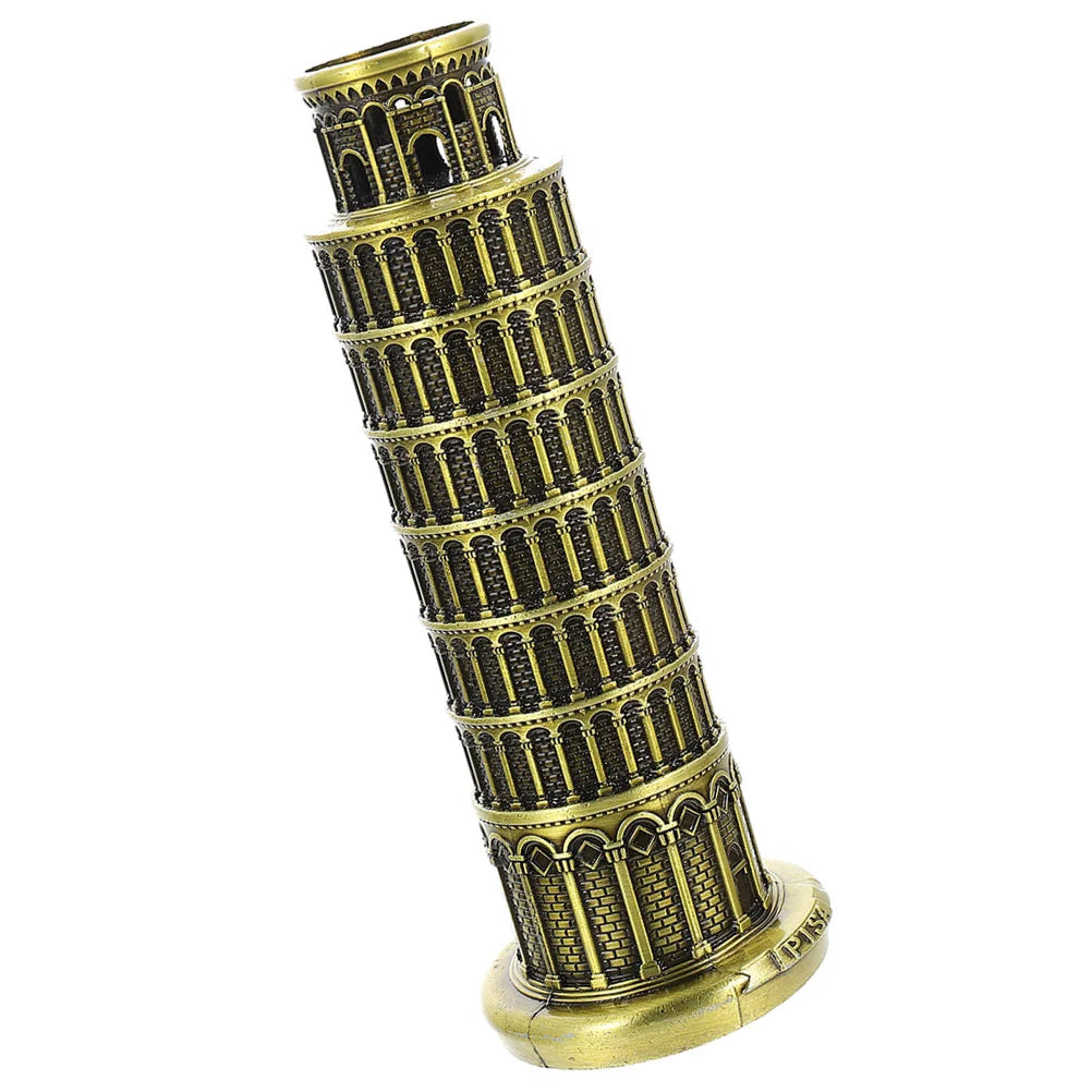 ornement maison tour pise miniature décoration doré bronze arcades souvenirs voyage