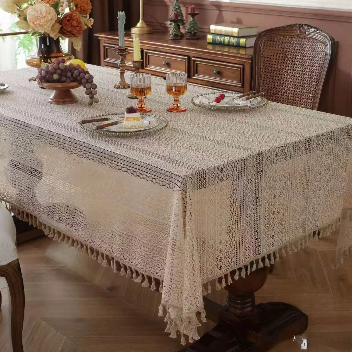 nappe blanche dentelle franges imperméable huile maison extérieur mariage fête 150x250cm