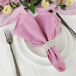 serviettes lin vert olive rose pâle violet clair classiques clips dorés set usage quotidien
