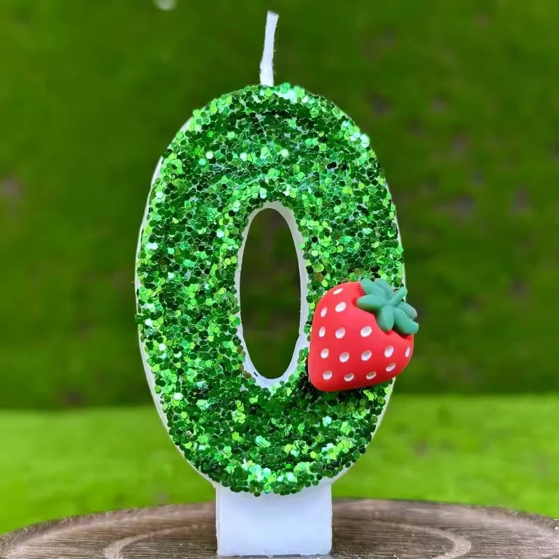 bougies anniversaire forme chiffres paillettees verte blanches decoratives fruits couteau sucre support bougie box