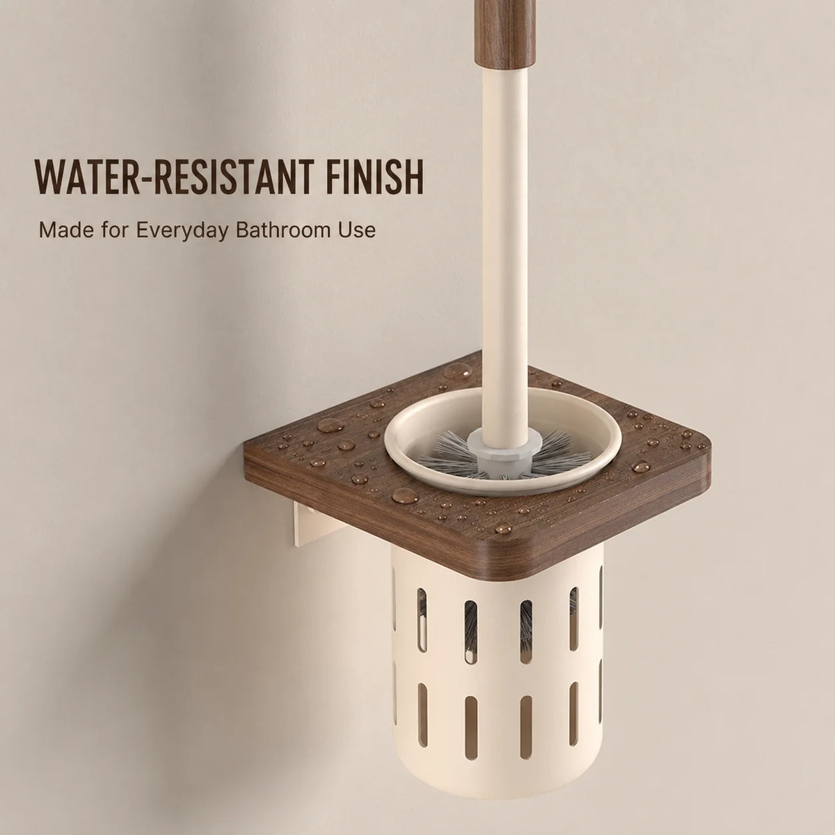 brosse wc bois marron clair support mural blanc moderne rangement ventilé minimaliste