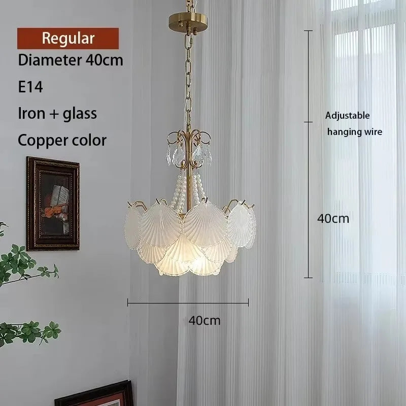 lampe suspendue blanc doré éventails classique vintage chaîne certifications sécuritéfluxlumineuxfaible