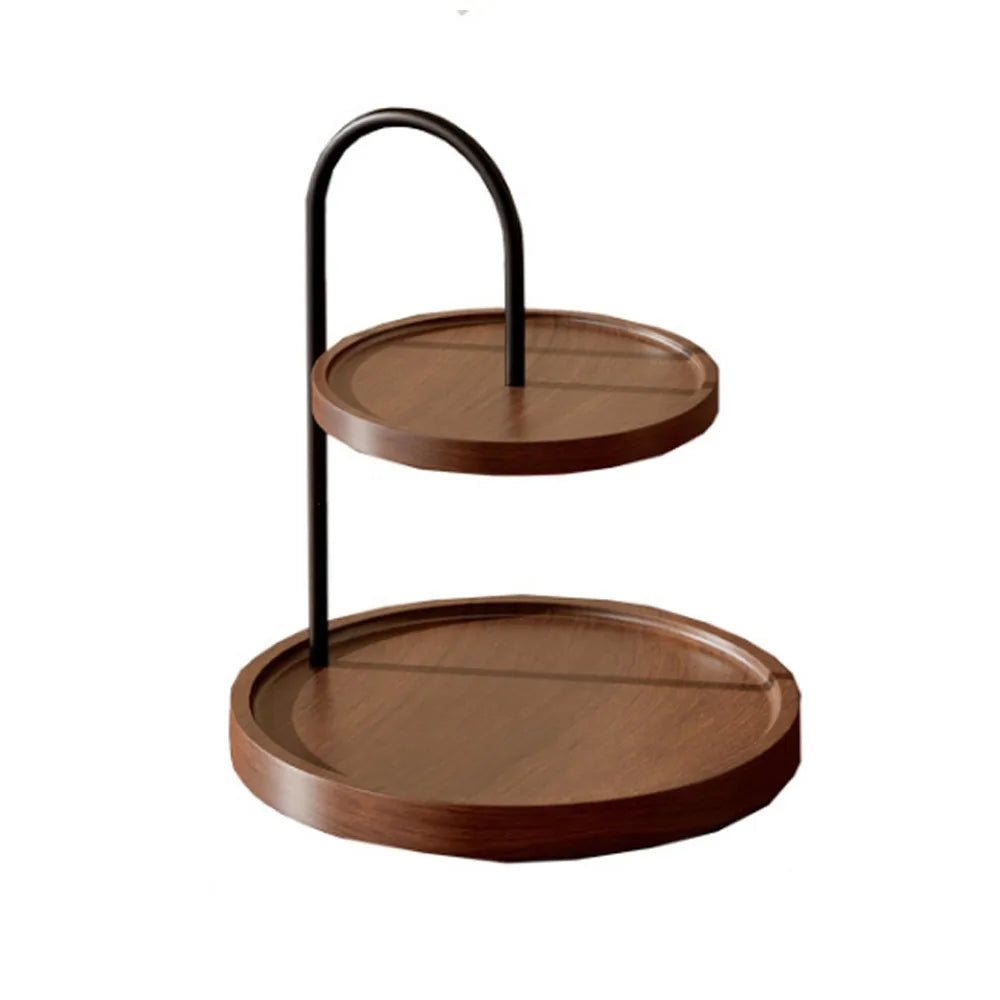 support bijoux bois marron clair deux niveaux moderne minimaliste décoration rangement objets thé desserts
