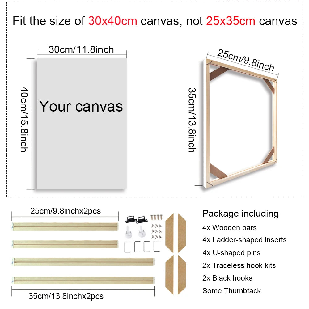 cadre mural bois moderne minimaliste 35cm 45cm 40cm 50cm clips adhésifs finition lisse