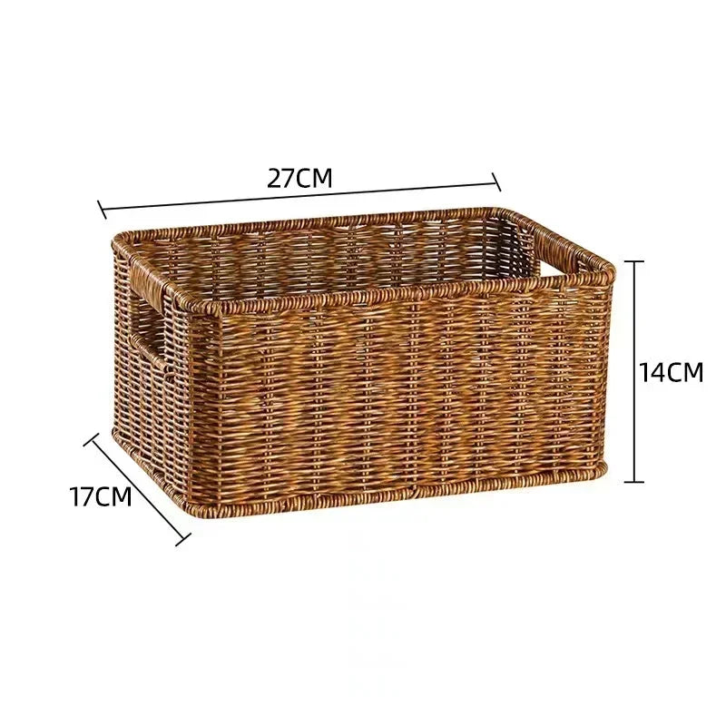 panier tressé marron clair rustique pliable imperméable utilisation multiple respectueux environnement poignées intégrées