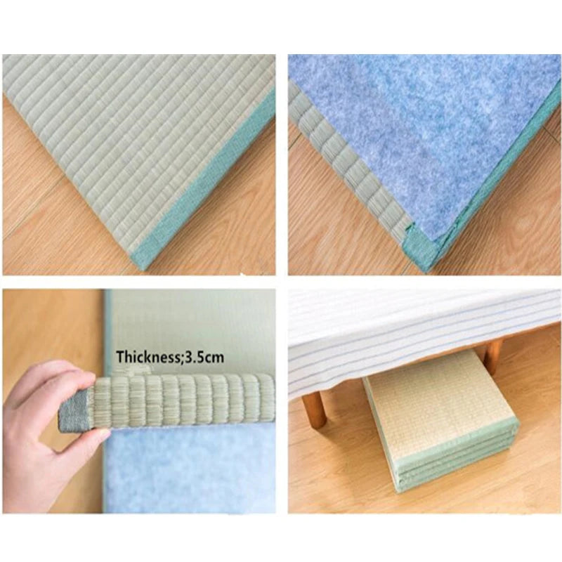 tapis pliable vert clair moderne rayures horizontales minimaliste