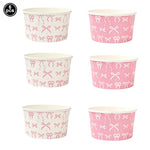 petites coupes papier rose motif rubans moderne blanc festives mariage anniversaire enfants