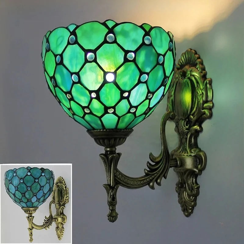 applique murale tiffany mosaïque couleur verte élégante cuisine salle manger