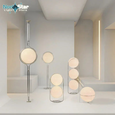 Lampadaire sur pied boule LED Art déco blanc