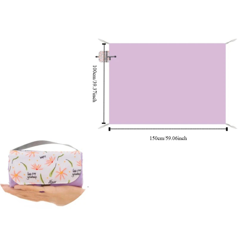 tapis pique nique pliable avocats hamburgers fleurs poignées métalliques vert orange rose violet moderne