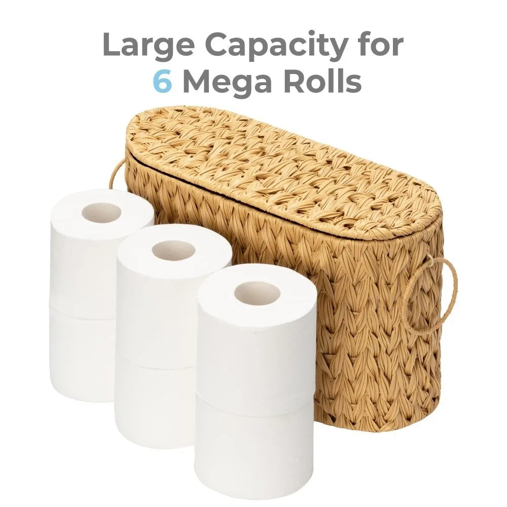 panier rangement osier tressé rustique naturel artisanal 40cm 26,5cm poignées six rouleaux papier toilette