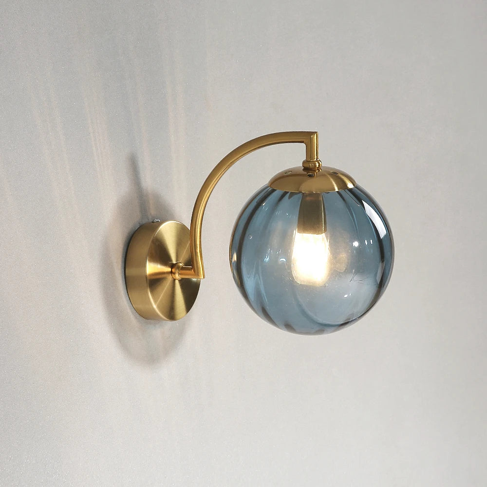 lampe murale moderne or métallique verre transparent strié cuisine chambre coucher salle manger