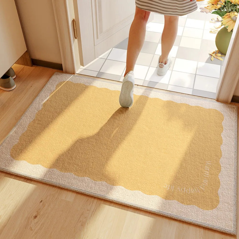 tapis moderne antidérapant jaune beige vert gris lavable machine texture velours cristal