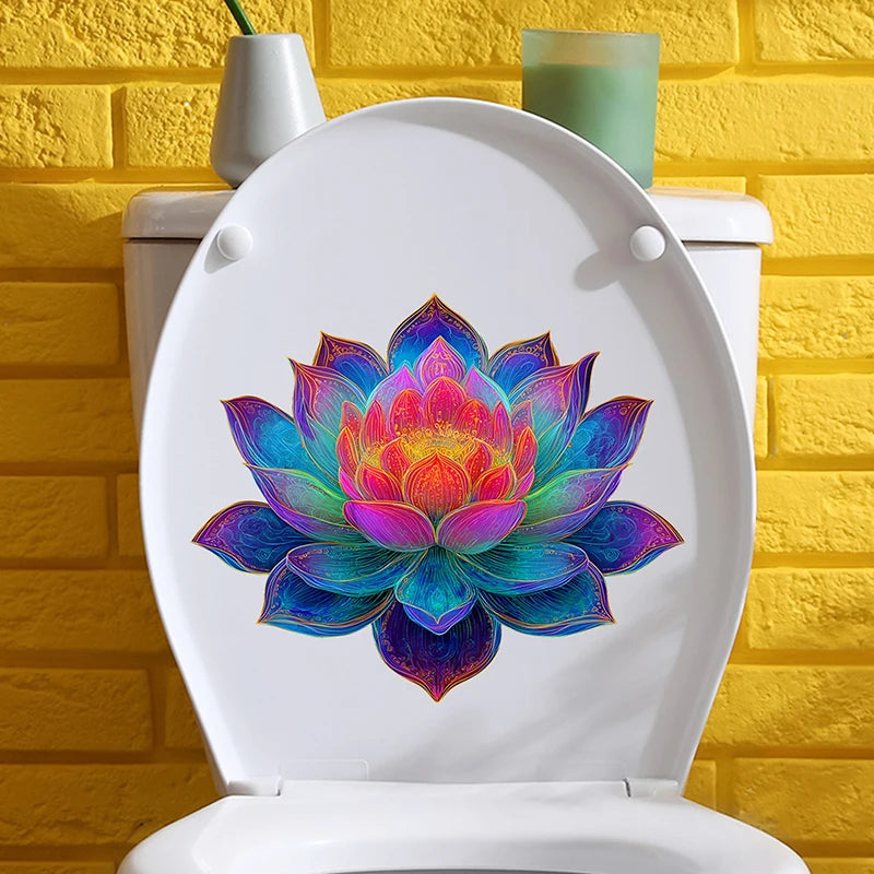 sticker mural multicolore fleur lotus moderne adhésif chambre bain décoration intérieure