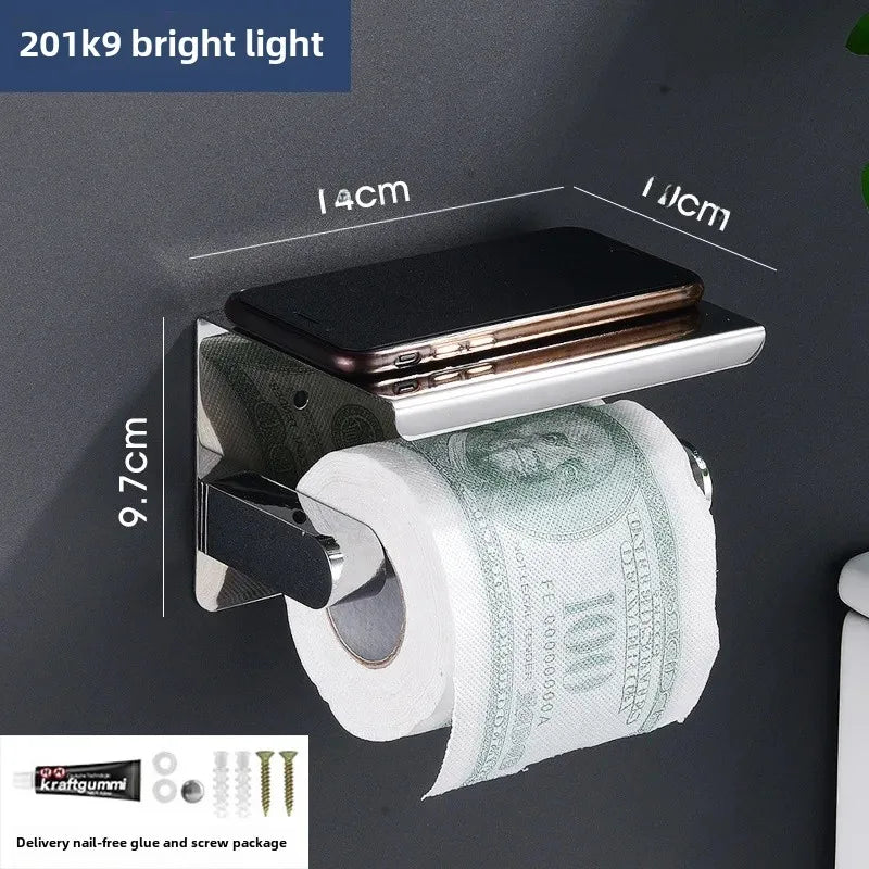 porte rouleau papier toilette acier inoxydable argenté moderne adhésif sans perçage double rouleau support