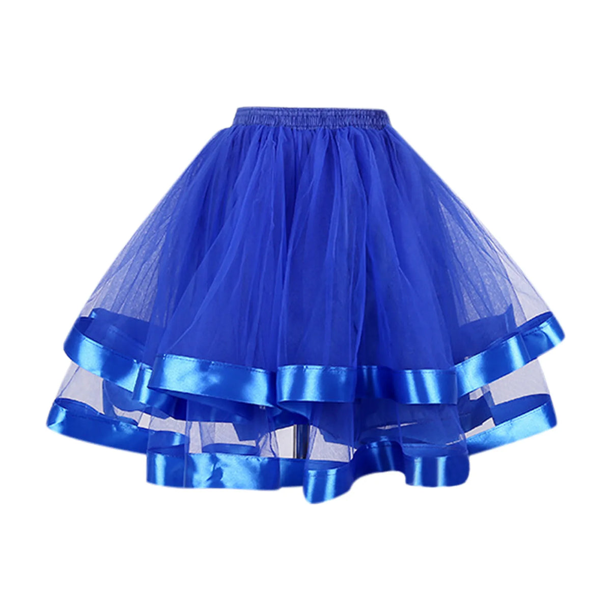 Jupe tutu tulle brodée rubans satinés vintage rose bleu vert rouge marron