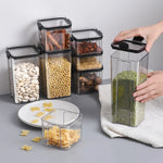 boîtes rangement hermétiques transparentes poignées noires qualité alimentaire plastique moderne pratique