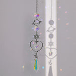 pendentif boho cristal multicolore soleil lune étoiles cosmique or argent